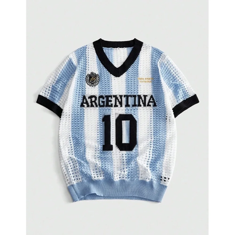 World Cup V-Neck Knit Soccer Style Top